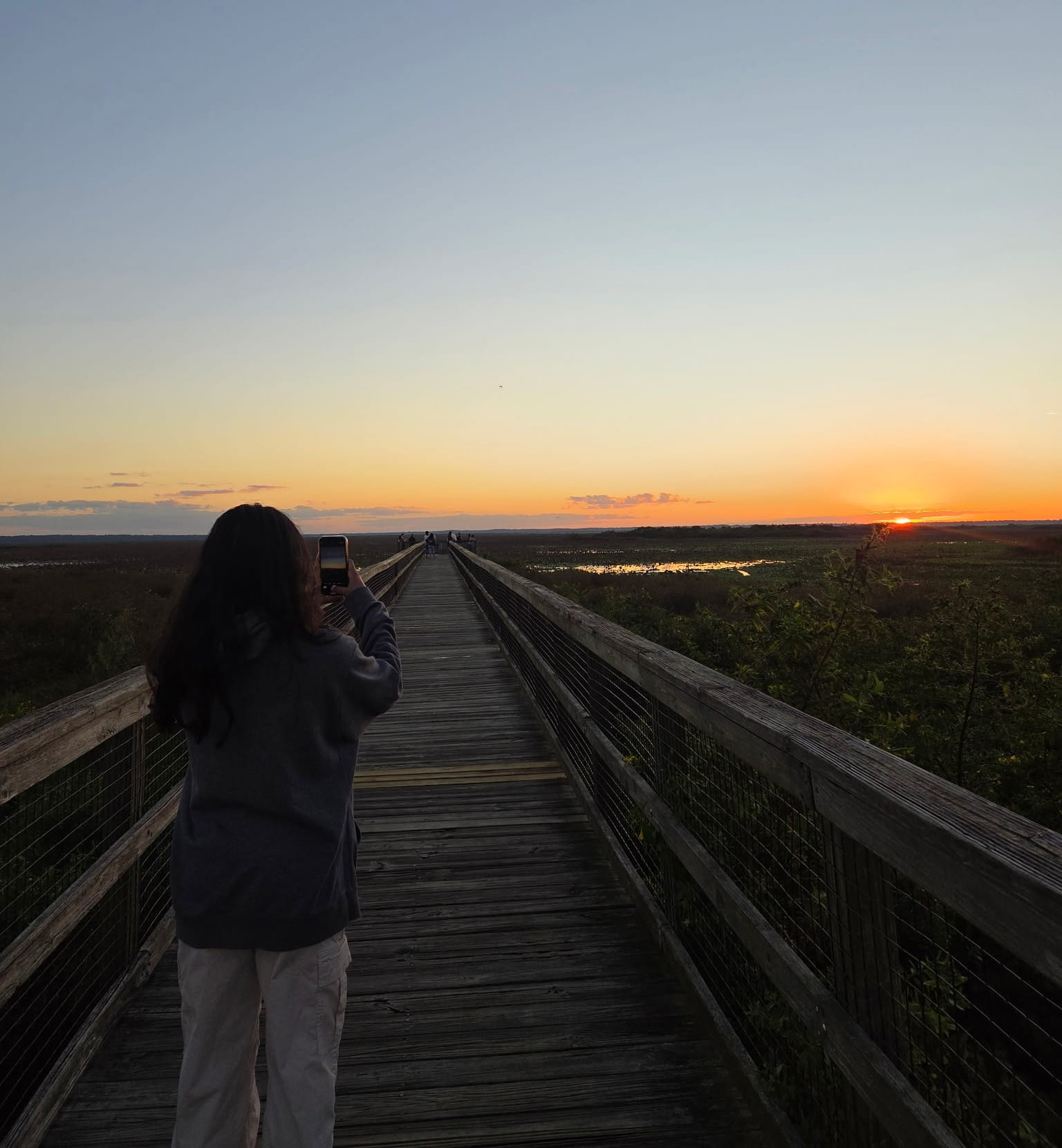 the sunset while hiking